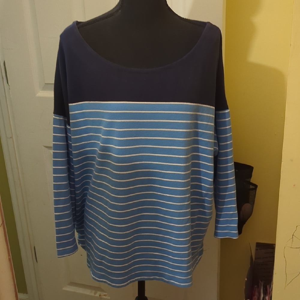 Old Navy Blue Boxy Blouse with 3/4 Sleeves